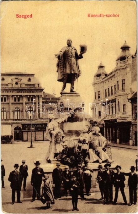 1907 Szeged, Kossuth szobor, üzletek. W.L. 837. (Rb)