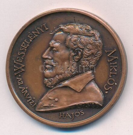 Lapis András (1942-) 1988. 'Wesselényi Miklós, az árvízi hajós / A pest-budai nagy árvíz 150. évfordulójára 1838-1988 - Magyar Vízügyi Múzeum, Vép' Br emlékérem (42,5mm) T:1,1-