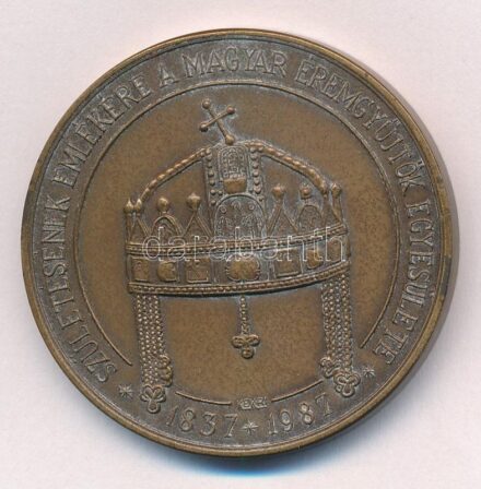 Kelemen Kristóf (1922-2001) 1987. 'MÉE / Erzsébet királyné születésének emlékére' Br emlékérem (42,5mm) T:1- Adamo BP22