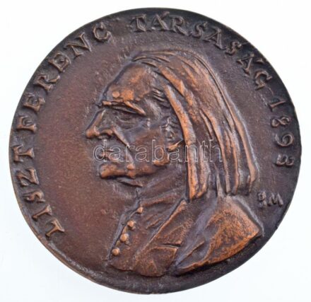 Borsos Miklós (1906-1990) ~2000-2010. 'Liszt Ferenc Társaság 1893' egyoldalas, öntött bronz emlékérem, 'LISZT BICENTENÁRIUM 2011 LISZT FERENC TÁRSASÁG' dísztokban (82mm) T:1-