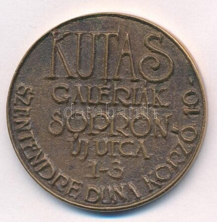 Kutas László (1936-) 1995. 'Kutas Galériák' Br névjegyérem (40mm) T:2