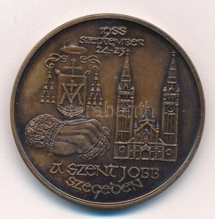 Fritz Mihály (1947- ) 1988. 'A Szent Jobb Szegeden' Br emlékérem (42,5mm) T:1- Adamo SG22