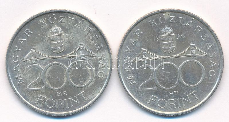 1994. 200Ft Ag 'Deák' (2x) T:1-,2 Adamo F13.1 - Image 2