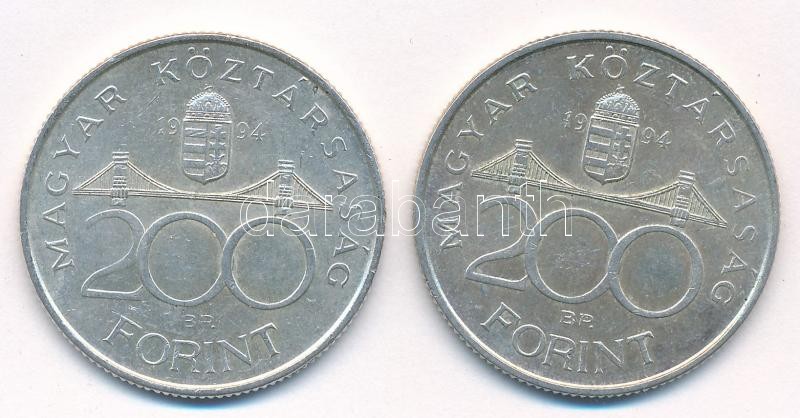 1994. 200Ft Ag 'Deák' (2x) T:1-,2 Adamo F13.1 - Image 2