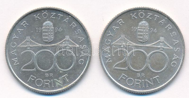 1994. 200Ft Ag 'Deák' (2x) T:1-,2 Adamo F13.1 - Image 2