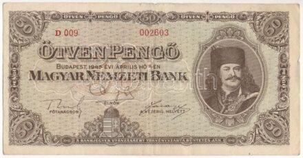 1945. 50P 'D 009 002603' T:III,III- Adamo P15