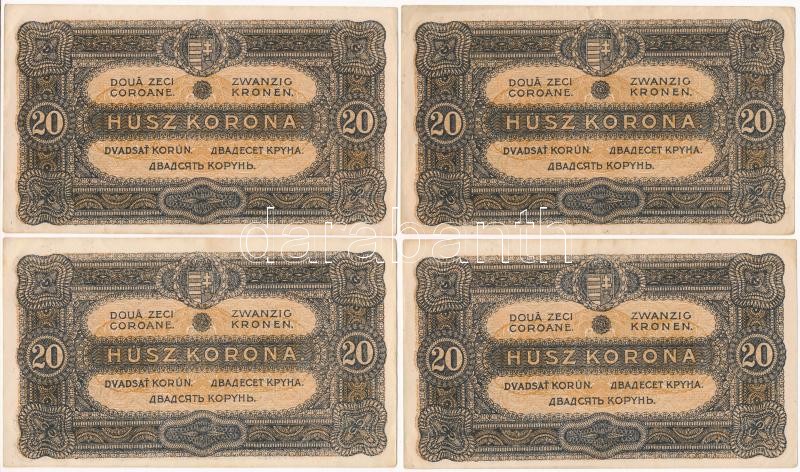 1920. 20K (4x) '2a 028 069595 - 2a 028 069600' közte 3db sorszámkövető T:I-,II Adamo K15 - Image 2