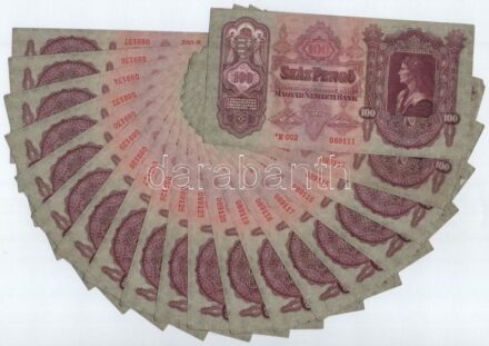 1930. 100P (19x) közte sorszámkövető párok, sorok '*E 002 089111 - *E 002 089137' T:I- Adamo P17
