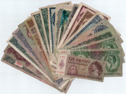 1930-1946. 20db magyar Pengő bankjegyből álló tétel, közte 1944. 10P + 20P 'Vöröshadsereg Parancsnoksága' T:III,III-