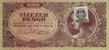 1945. 10.000P (2x) 'MNB' bélyeggel, sorszámkövetők T:II