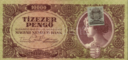 1945. 10.000P (2x) 'MNB' bélyeggel, színváltozatok T:III szép papír