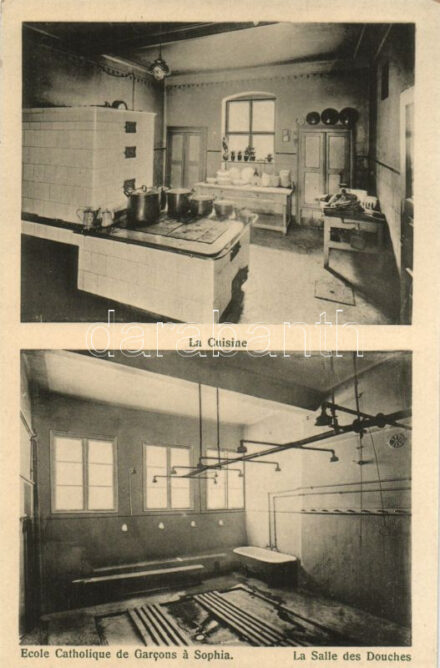 Sofia, Sophia; Catholic boy school, kitchen, shower room, interior
