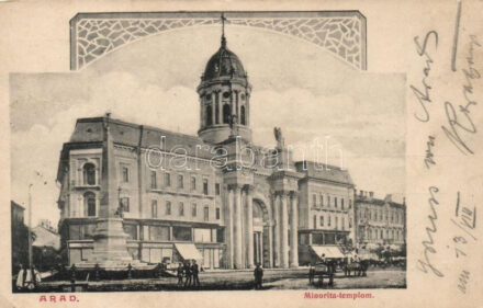 1905 Arad, Minorita templom, Szentháromság szobor / church, Trinity statue (EK)