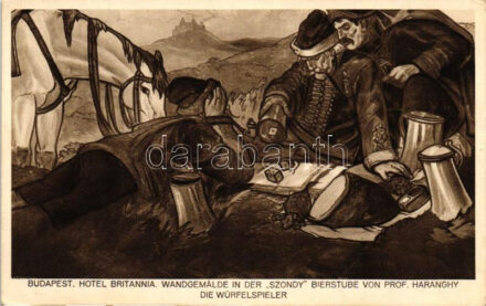 Budapest VI. Hotel Britannia, Szondy Söröző, falfestmény s: Haranghy