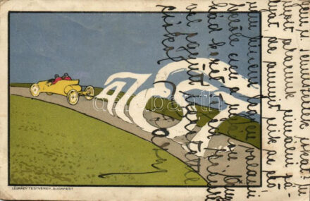 'Az Est' újság reklámlap, kiadja Légrády Testvérek / Hungarian 'Az Est' newspaper advertisement, automobile s: K. L. (EB)