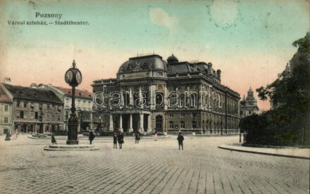 Pozsony, Pressburg, Bratislava; Színház, Grünhut testvérek üzlete / theater, shops (gluemark)