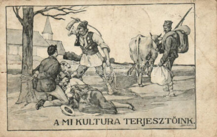'A mi kultúra terjesztőink' kiadja Magyarország Területi Épségének Védelmi Ligája / Anti-Romanian propaganda, irredenta s: Sándor B. (Rb)