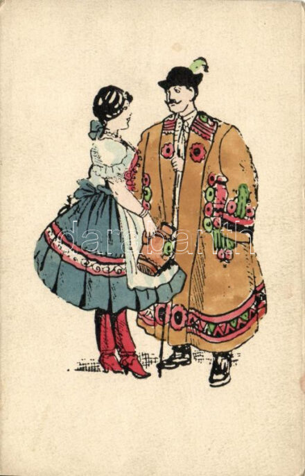 2 db RÉGI magyar folklór lap / 2 old motive cards, Hungarian folklore