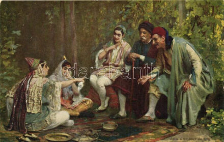 Juifs a un jour de fete / Jewish women and men, folklore, judaica, Serie T.O. 14.