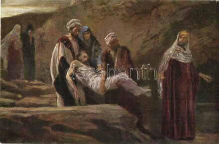 Neues Testament Serie IX. Von Gethsemane bis Golgotha; Die heilige Schrift in Bildern. Farbige Kunstpostkarten nach Originalen von Robert Leinweber. / series of 12 pre-1945 Bible postcards in original paper case