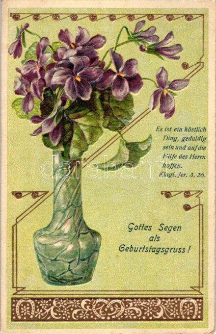 Birthday, floral, Emb. litho