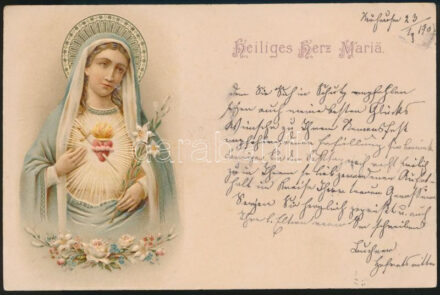 'Heiliges Herz Maria' / Immaculate Heart of Mary, litho, Emb. (small tear)