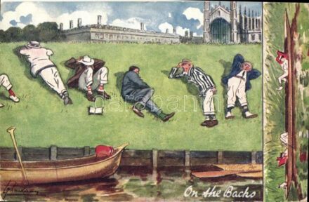 On the backs, Raphael Tuck & Sons Oilette 'The lighter side of the varsity' Series II. s: Lance Thackeray (EK)