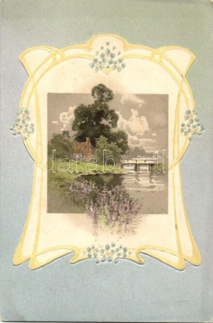 Landscape, Floral, Art Nouveau, litho