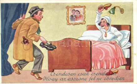 Csendesen, csak csendesen, hogy az asszony fel ne ébredjen / Husband-wife humour