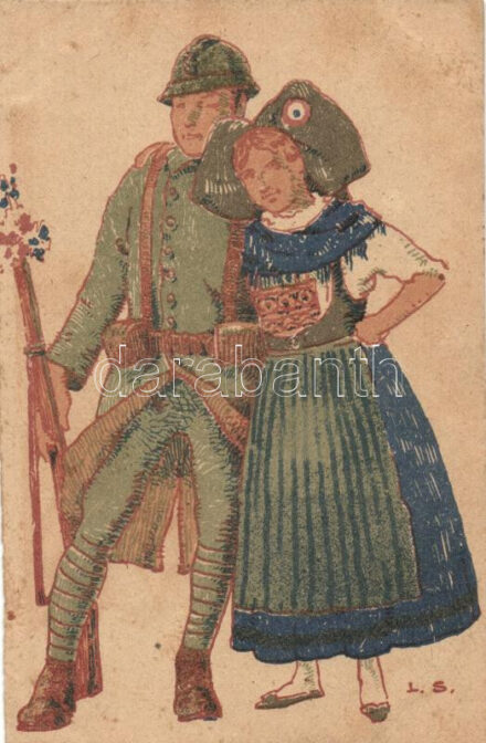 En mémoire de la délivrance de l'Elsace-Lorraine / In memory of the deliverance of Elsace-Lorraine, folklore, soldier, propaganda, litho (EK)