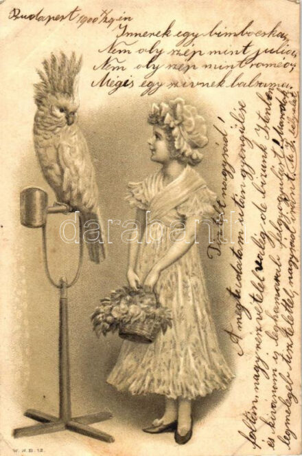 Girl with parrot, W.N.B. 12. Emb. litho (EB)