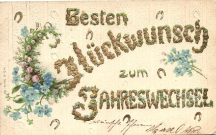 New Year, M.S.i.B. Serie 160. golden decoration, floral Emb. litho (fa)