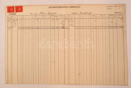 1928 Fővárosi Sörfőző RT. Kőbánya sörfőzési egyenleg nyilvántartó Törökszentmiklósi lakos részére
