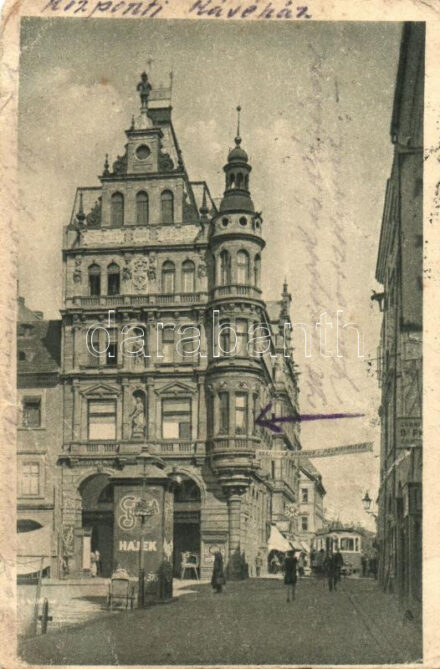 Ceske Budejovice, Budweis; Café Central, tram (b)