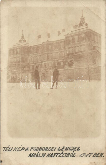 1917 Pidhirtsi, Podhorce; Castle with soldiers, photo (fa)