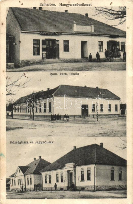 Szihalom, Hangya szövetkezet, Római katolikus iskola, Községháza, Jegyzői lak (Rb)