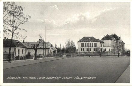Jászapáti, kir. kat. Gróf Széchenyi István reálgimnázium, Kocka Andor kiadása + VÁMOSGYÖRK-SZOLNOK 158.. mozgóposta (EK)