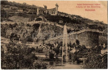 Budapest I. Szent Gellért hegyi feljárat, szobor. Divald Károly 1187-1907. (b)