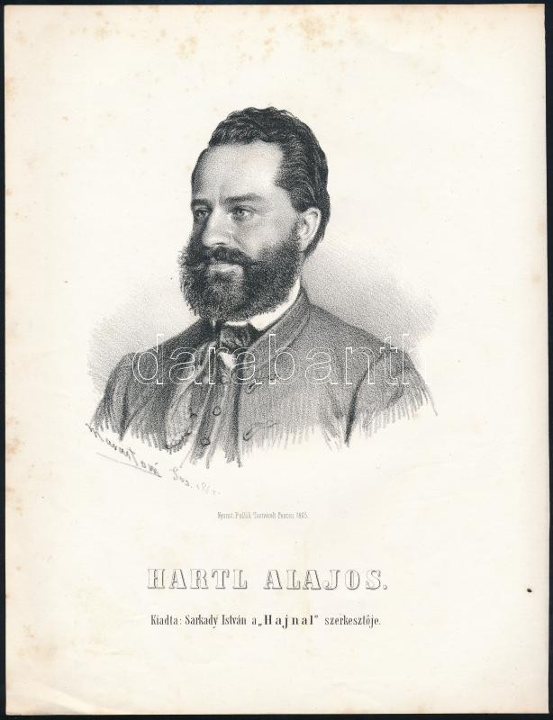 1867 Dr. Hartl Alajos budai orvos, később belügyminiszteri tiszteletbeli titkár, királyi tanácsos, kőnyomatos képe. Marastoni József munkája / Lithographic image 21x27 cm