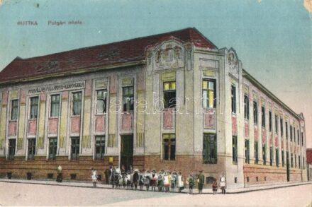 Ruttka, Vrutky; M. kir. Állami Polgári Fiú- és Leányiskola. Gerő Henrik kiadása / school (EK)