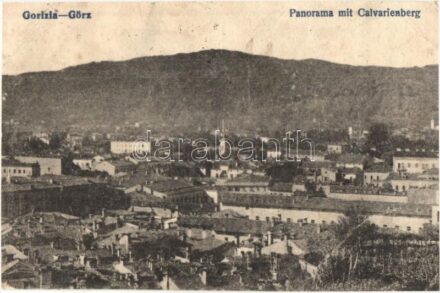 Gorizia, Görz, Gorica; Panorama mit Calvarienberg. Verlag Kartonage Fabrik Pertot (b)