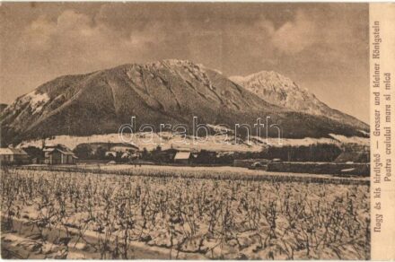Zernest, Zernyest, Zarnesti; Királykő-hegység, Nagy- és Kis-Királykő csúcs télen. Michael Bloos kiadása / Grosser und kleiner Königstein / Peatra Craiului Mare si Mica / mountain peaks in winter (apró szakadás / tiny tear)