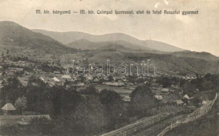 Csimpa, Cimpa; M. kir. bánya, Csimpai iparvasút, alsó és felső rescolai gyarmat. Kiadja Zavetz József, Atilla fényképvállalat / mine colony, industrial railway