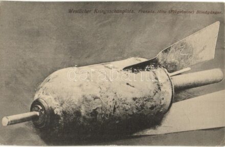 Westlicher Kriegsschauplatz. Französ. Mine (Flügelmine) Blindgänger / WWI A French bomb from the Western front (EK)