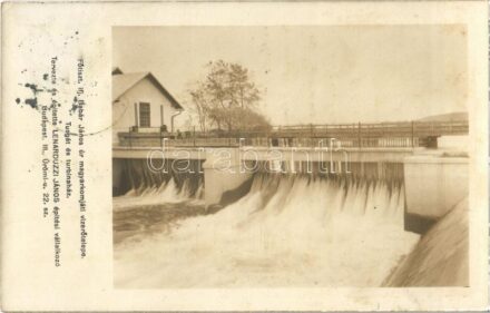 1912 Magyarkomját, Veliki Komjati, Velyki Kom'yaty; Főtiszt. ifj. Babár János úr vízerőtelepe, tusgát és turbinaház. Tervezte és építette Lenarduzzi János budapesti építési vállalkozó / hydroelectric power plants, dam and turbine