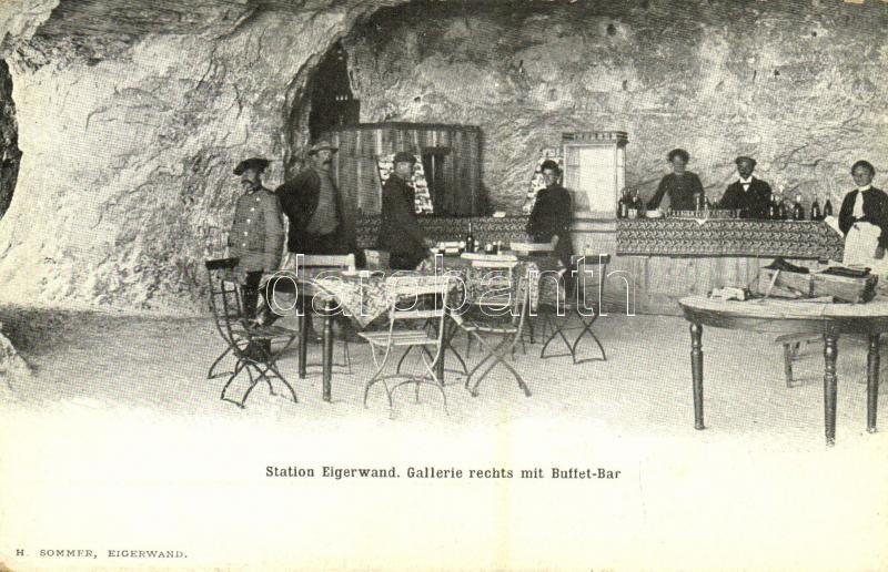 Jungfraubahn, Station Eigerwand, Gallerie rechts mit Buffet-Bar / railway station, gallery, buffet