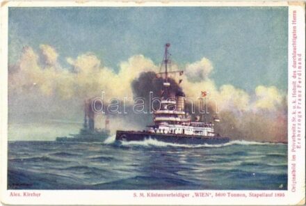 SM Küstenverteidiger 'Wien' K.u.K. Kriegsmarine / SMS Wien az Osztrák-Magyar Haditengerészet Monarch-osztályú partvédő csatahajója / Austro-Hungarian Navy SMS Wien coastal defense ship. Österr. Flottenverein Serie II. Nr. 3. s: Alex