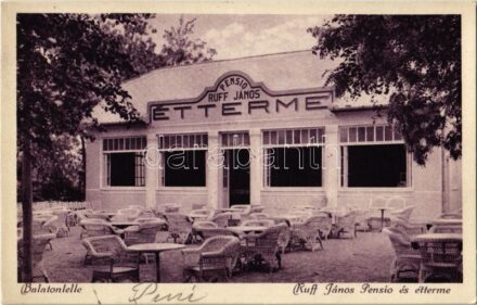 1930 Balatonlelle, Ruff János féle Pensio és étterem, kert