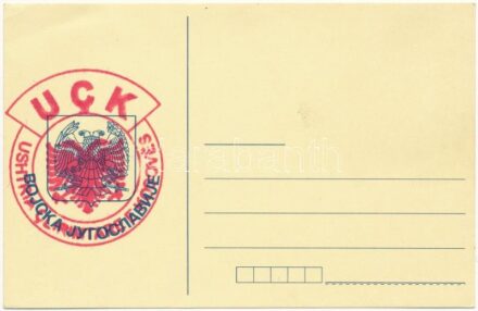 Yugoslav Army coat of arms with canecllation of 'Kosovo Liberation Army' + 'UCK Ushtria Çlirimtare e Kosovës'