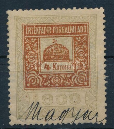 1900 4K értékpapír forgalmi adó bélyeg (18 000)